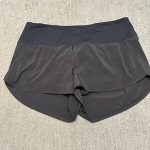 Lululemon black speed up shorts size 12